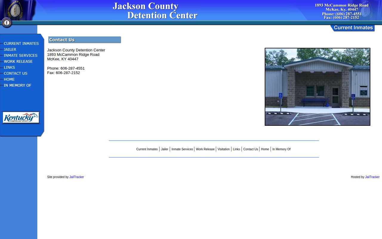 Official Jackson County Detention Center contact page
